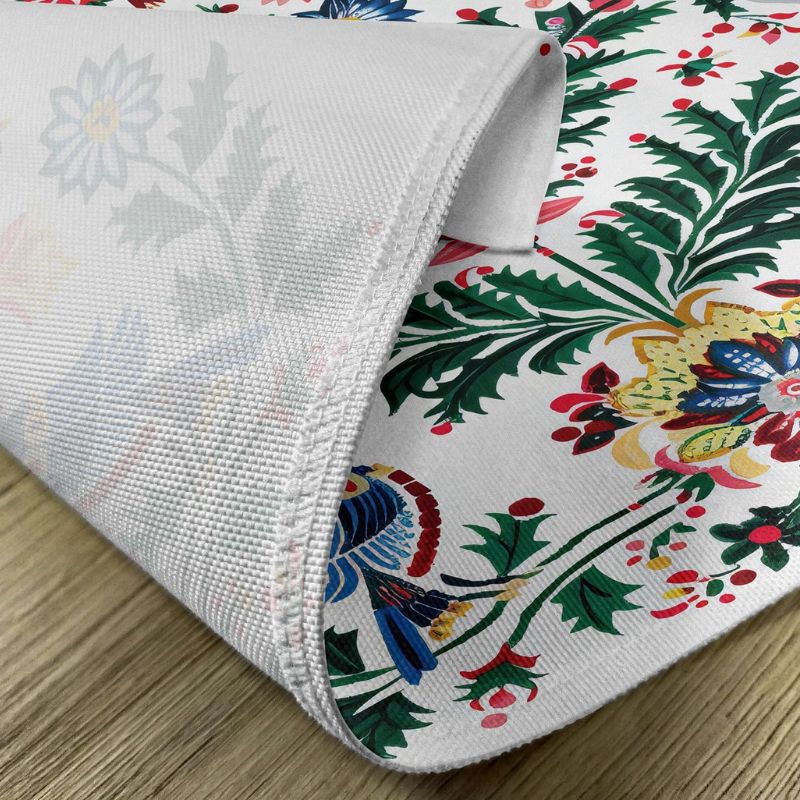 Set De Table En Lin Vintage À Motifs Floraux Et Oiseaux