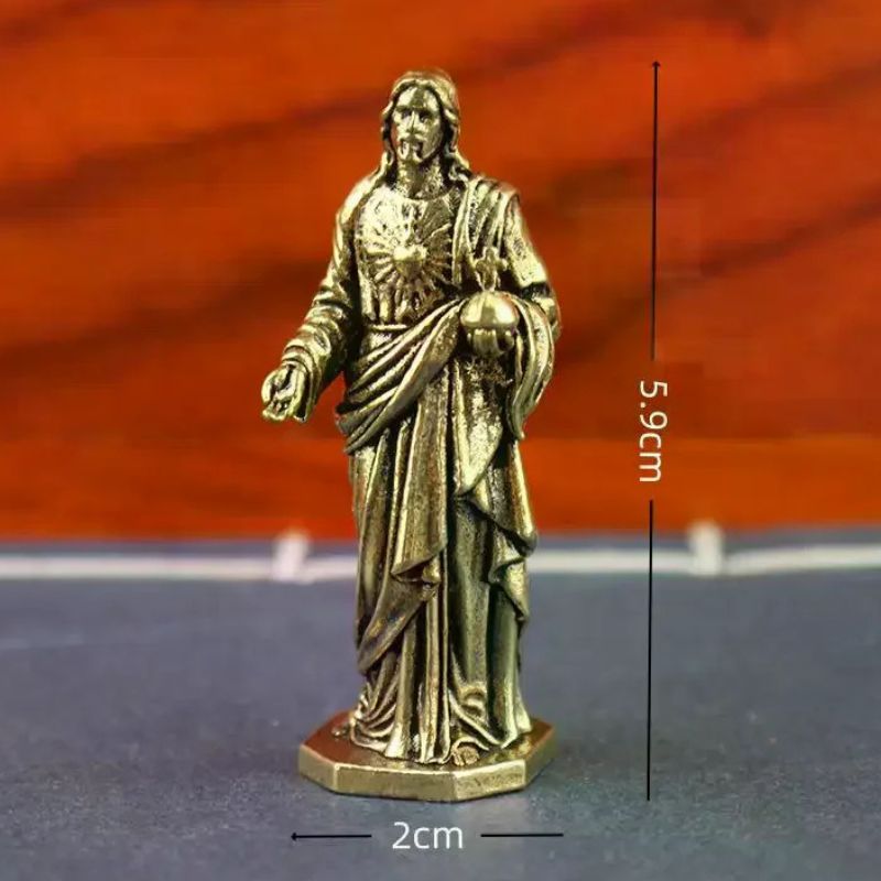 Sculpture Métal Jésus Sacré Cœur Décorative