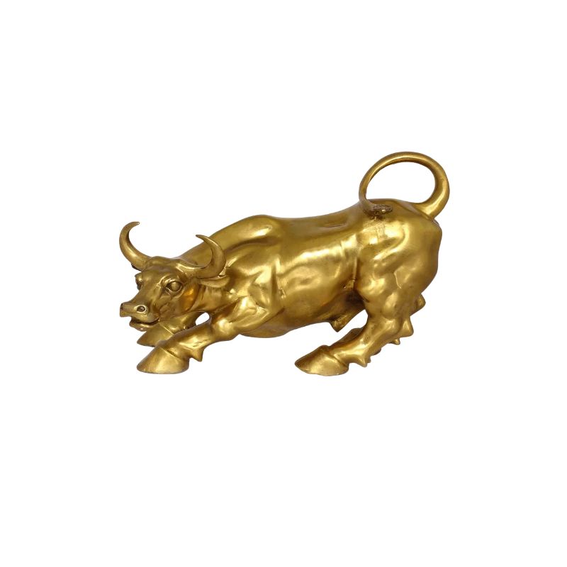 Sculpture Métal Taureau Doré Décoratif