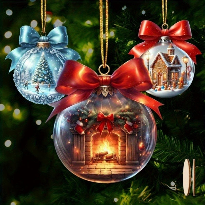 Décorations de Noël Boules À Scène Hivernale