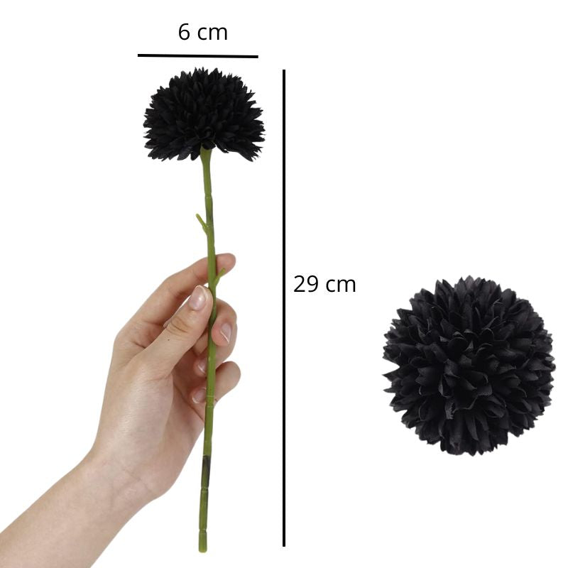 Fleur Artificielle Noir Avec Pompons Denses