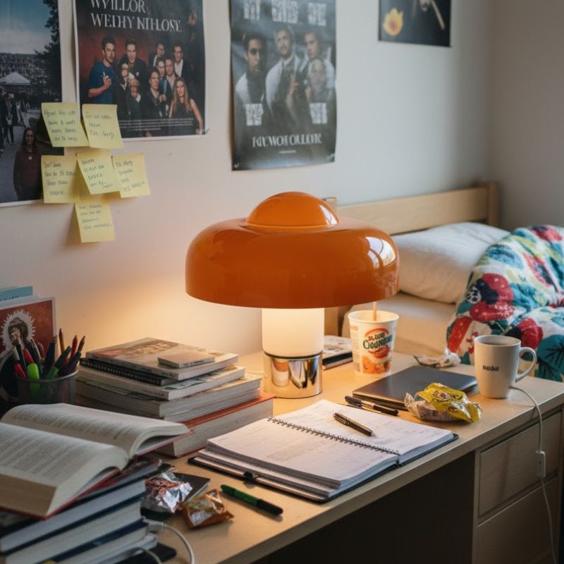 Lampe Champignon Orange Design Vintage