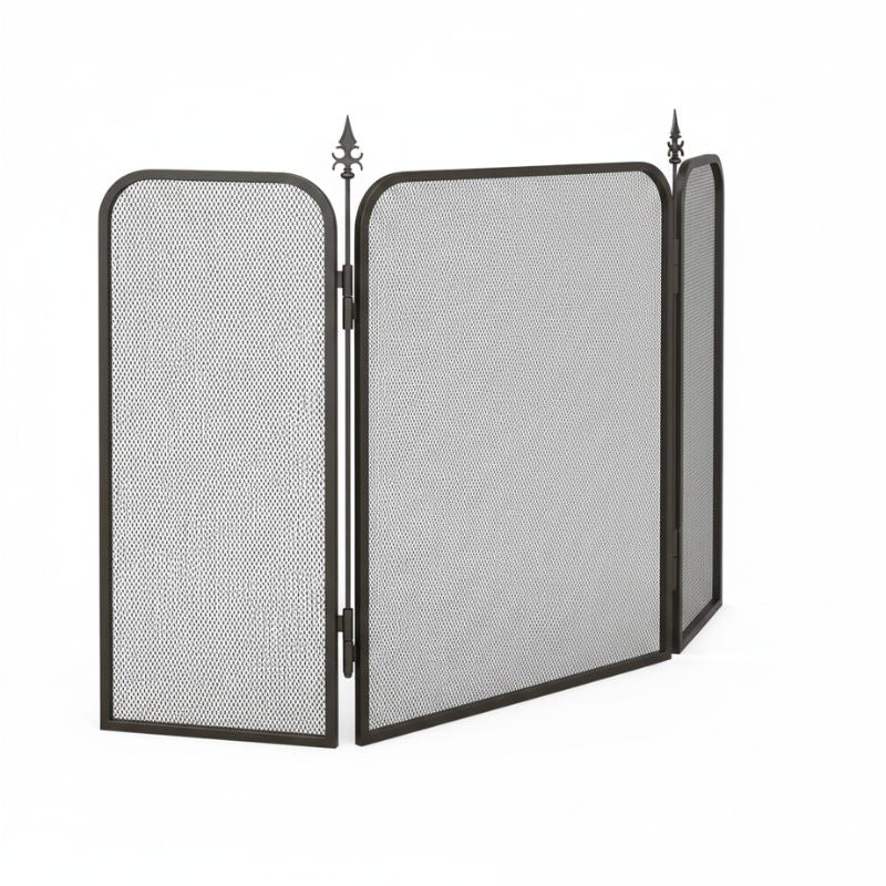 Pare Étincelles De Cheminée Avec Trois Panneaux Métalliques