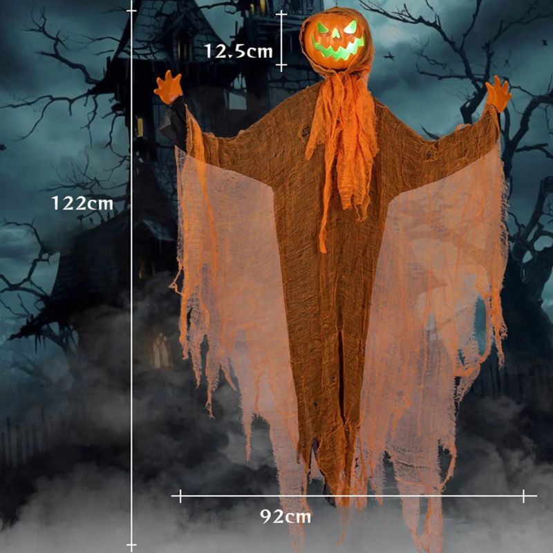 Citrouilles Halloween Fantôme Lumineux Suspendu avec Effets Sonores