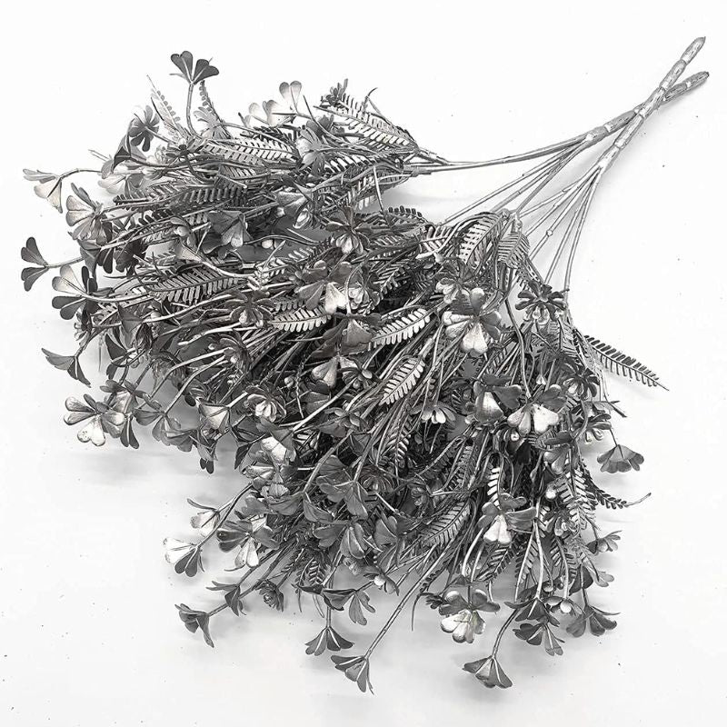 Fleur Artificielle Gris Avec Feuillage Métallisé Décoratif