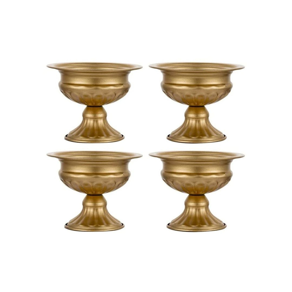 Vase Ancien en Métal Doré pour Centre de Table Lot de 4 Pièces