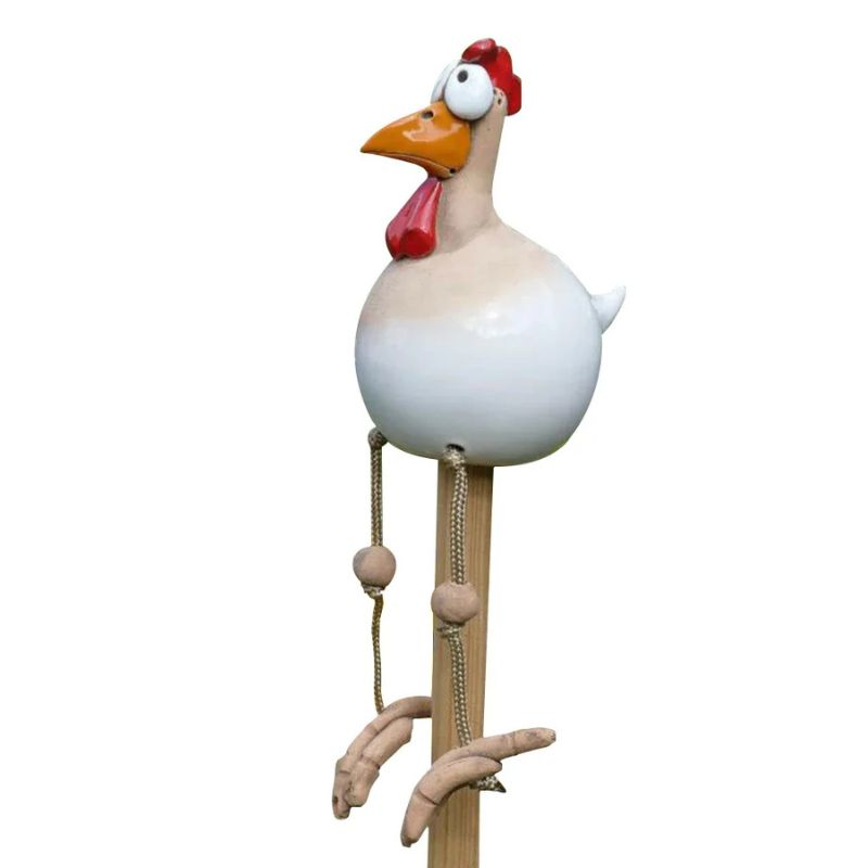 Sculpture Jardin Poule Sur Piquet Avec Style Artisanal