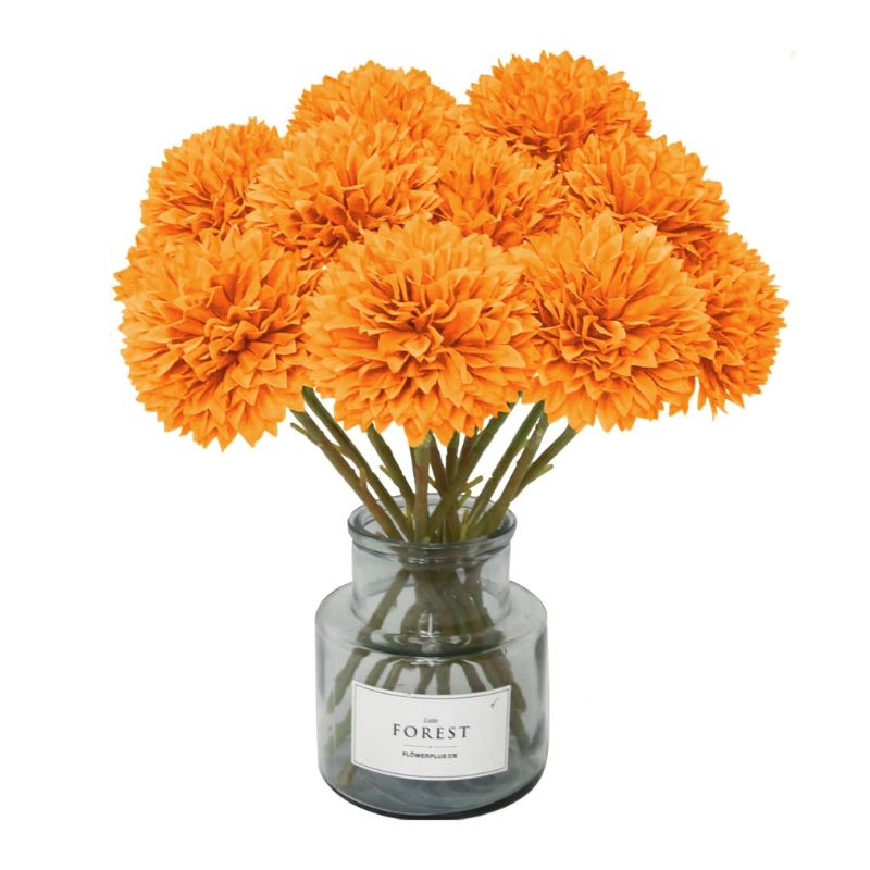 Fleur Artificielle Orange Avec Pompons