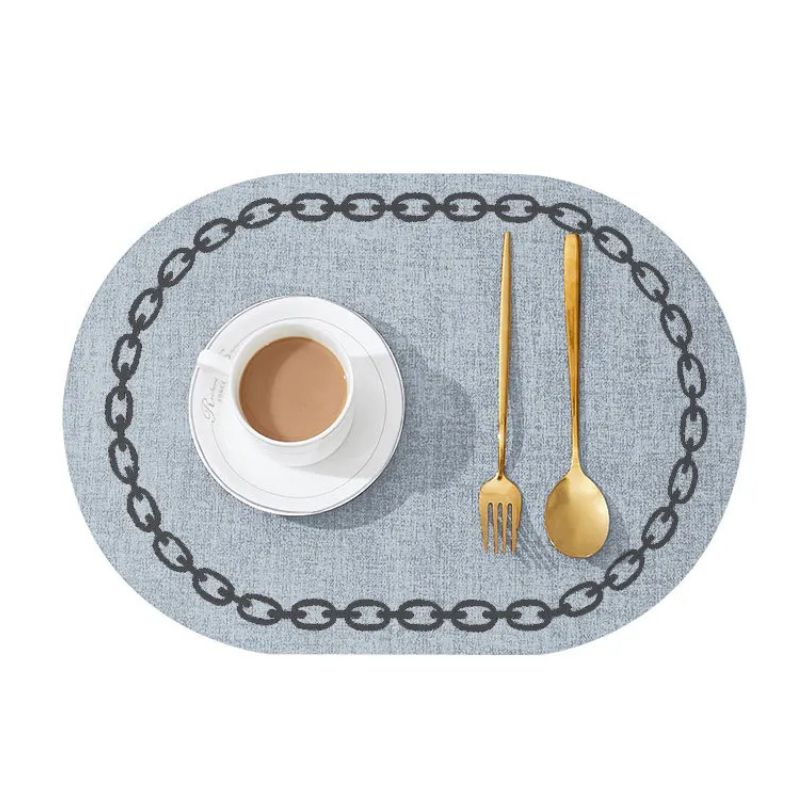 Set De Table Cuir Forme Ovale Lavable Avec Motif Chaîne
