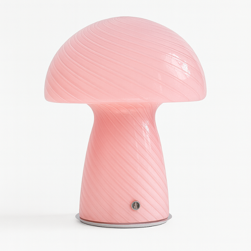 Lampe Champignon En Verre Rose Style Vintage