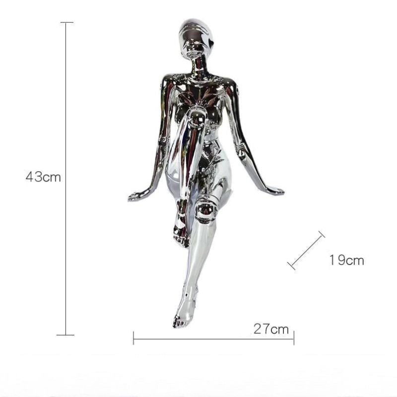 Sculpture Moderne Femme Chrome Design Contemporain