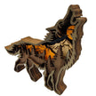 Sculpture En Bois Loup Hurlant En Relief 3D