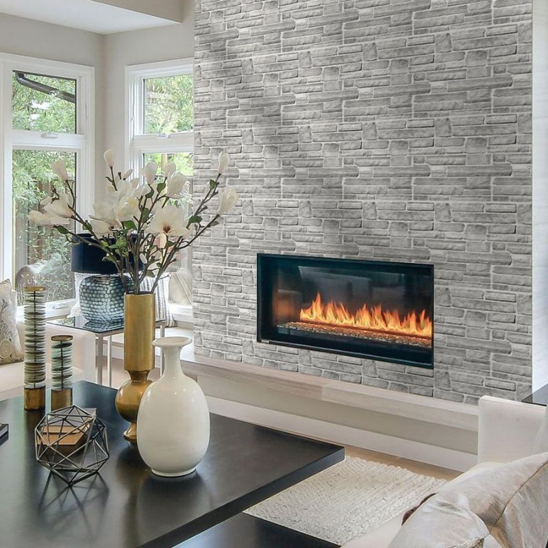 Panneau Mural 3D Pierre Grise Effet Relief Auto Adhésif 10 Pièces