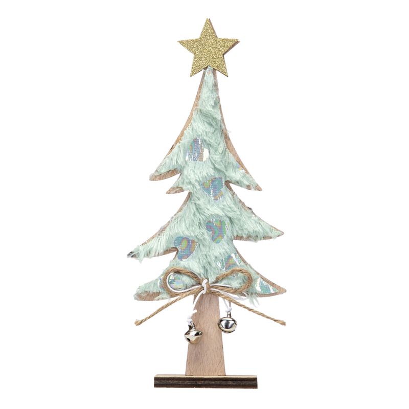 Sapin de Noël en Bois avec Étoile Dorée et Ruban