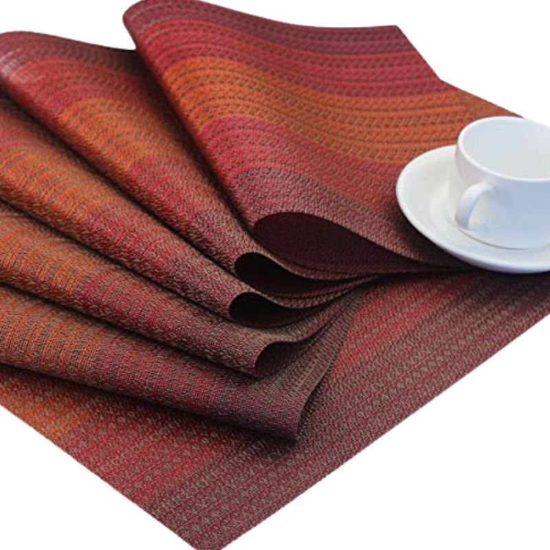 Set De Table Vinyle Rouge Dégradé Chic Et Durable 6 Pièces