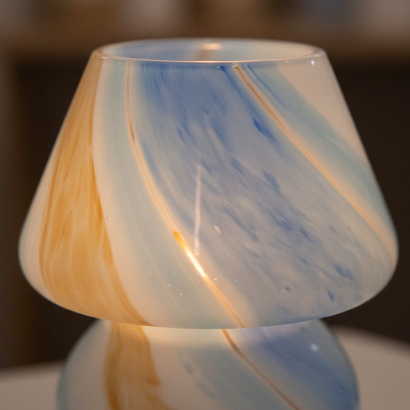 Lampe Champignon En Verre Opalin Style Murano