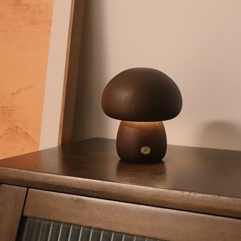 Lampe Champignon Tactile Moderne En Bois