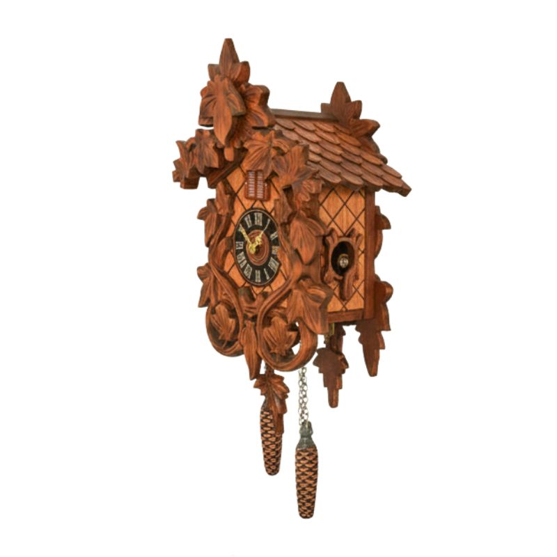 Horloge Coucou Murale Artisanale Avec Décor Feuillage