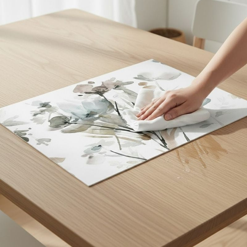 Set De Table En Lin Motif Floral Aquarelle Élégant