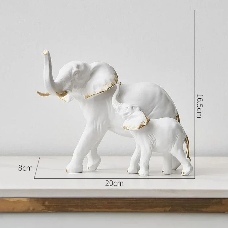 Sculpture Moderne Éléphant Parent Et Bébé Élégant