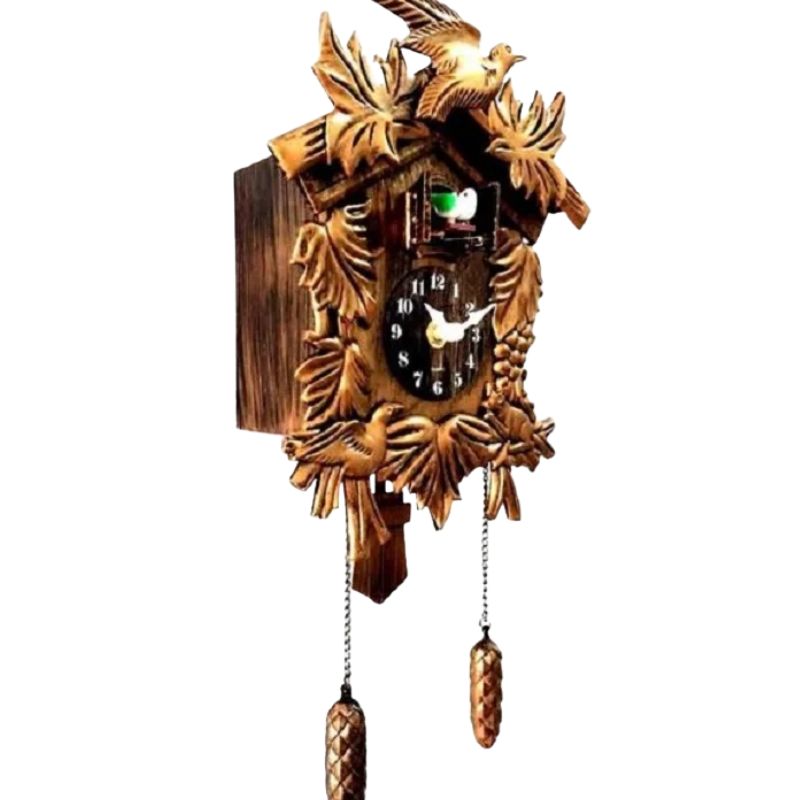 Horloge Coucou Murale Style Traditionnel En Bois Sculpté