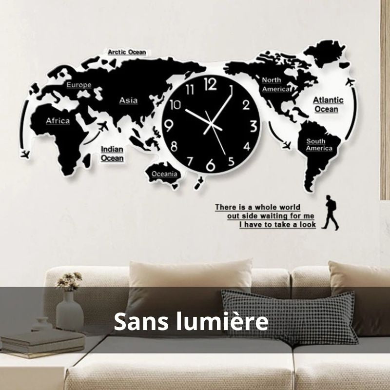 Horloge Murale Avec Carte Du Monde 3D