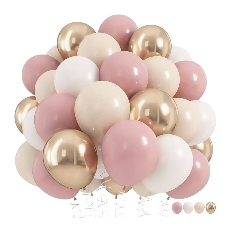 Décoration Festive Ballons de Luxe Tons Doux et Dorés