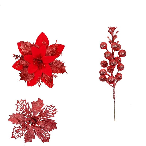 Décorations de Noël Ornements Floraux Brillants