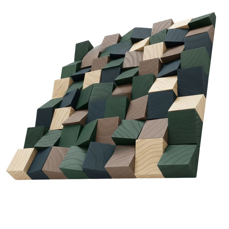 Panneau Mural Bois Avec Cubes En Relief
