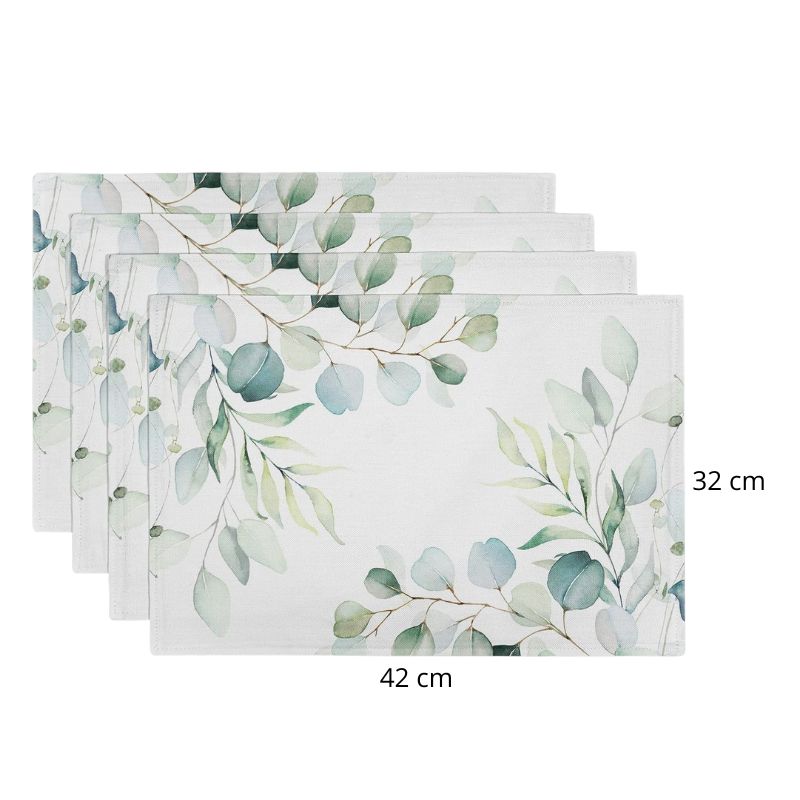 Set De Table Lavable Feuillage D’Eucalyptus 4 Pièces