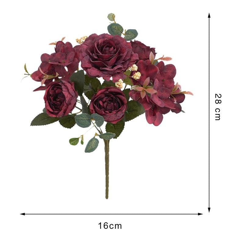 Fleur Artificielle Rouge En Bouquet Raffiné