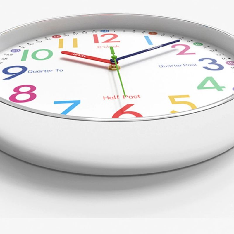 Horloge Murale Éducative Avec Chiffres Colorés