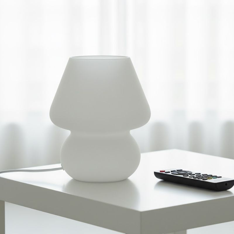 Lampe Champignon Blanc En Verre Moderne Et Élégante