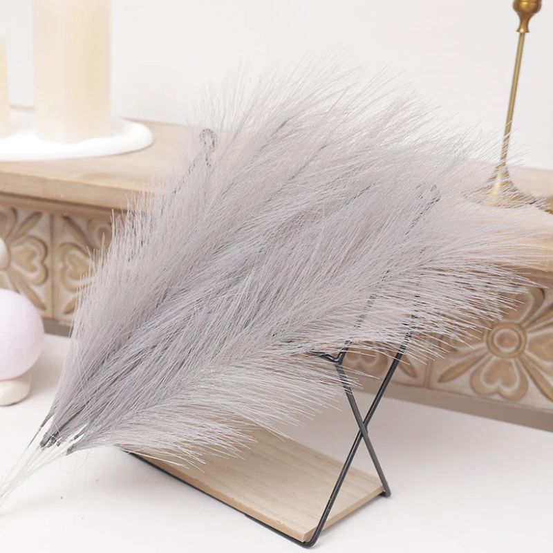 Fleur Artificielle Gris Avec Effet Pampas Élégant