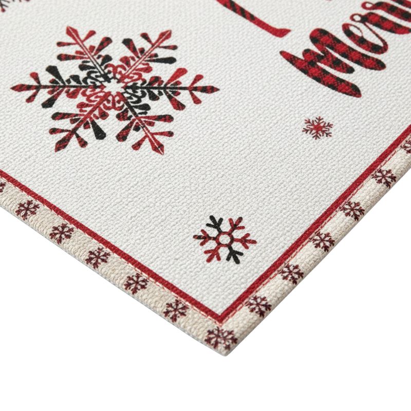 Set De Table En Lin De Noël Avec Rennes Et Flocons Rouges