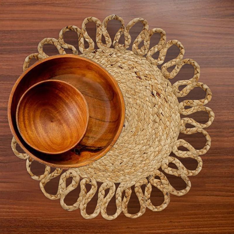 Set De Table En Osier Naturel Avec Design Original Et Raffiné 4 Pièces