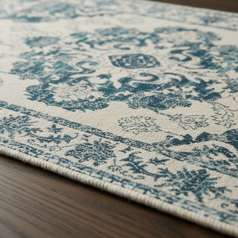 Set De Table En Lin Bleu Avec Motif Oriental Élégant Et Raffiné Lot de 4
