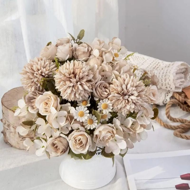 Fleur Artificielle Beige Avec Arrangement Floral Chic