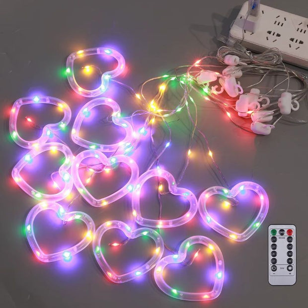 Rideaux Lumineux Cœurs LED avec 8 Modes