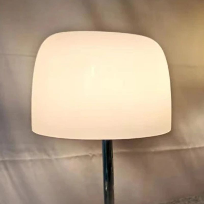 Lampe À Poser Champignon Blanche Avec Pied Chromé Original