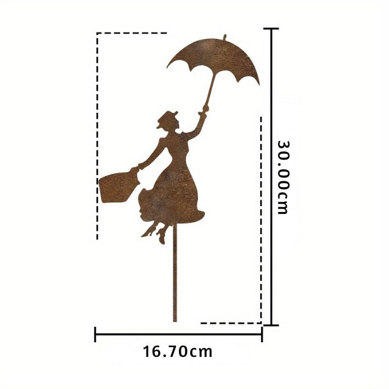 Sculpture Jardin Femme En Métal Avec Parapluie Décoratif