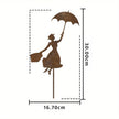 Sculpture Jardin Femme En Métal Avec Parapluie Décoratif
