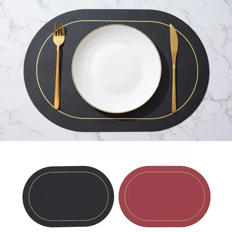 Set De Table Ovale En Cuir Style Nordique Résistant