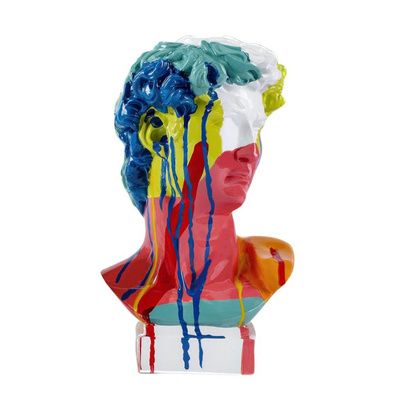 Sculpture Buste David Moderne Avec Peinture Artistique Colorée