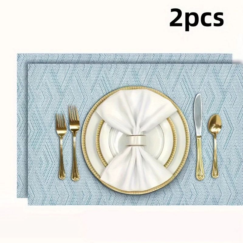 Set De Table Vinyle Bleu Clair Lavable Et Résistant À La Chaleur