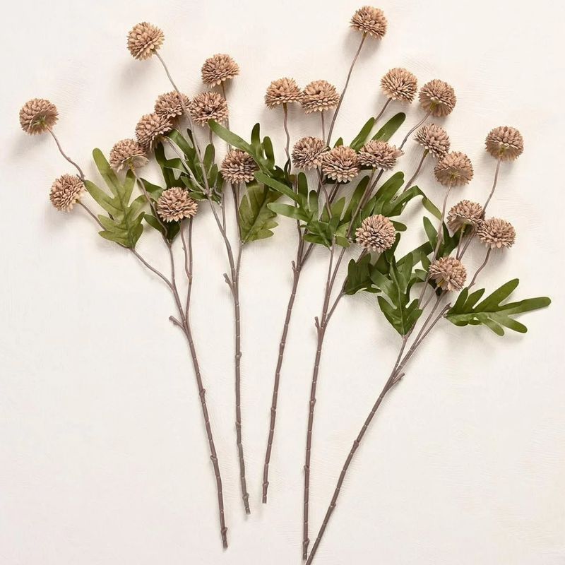 Fleur Artificielle Marron Style Pompon