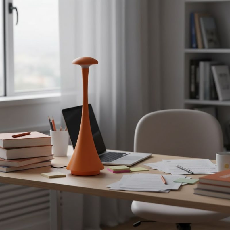 Lampe Champignon Orange Fine Et Élégante