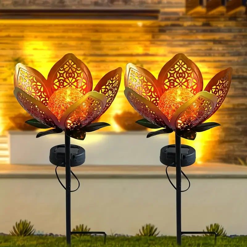 Luminaires Solaires Décoratifs Fleur de Lotus en Fer