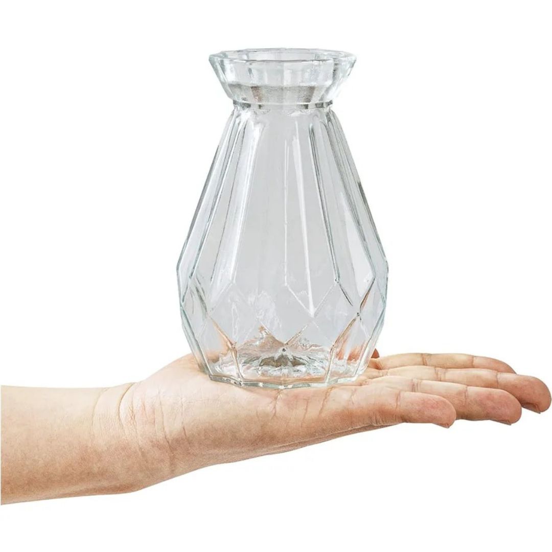 Vase en Cristal Taillé en Design Rétro pour Fleurs