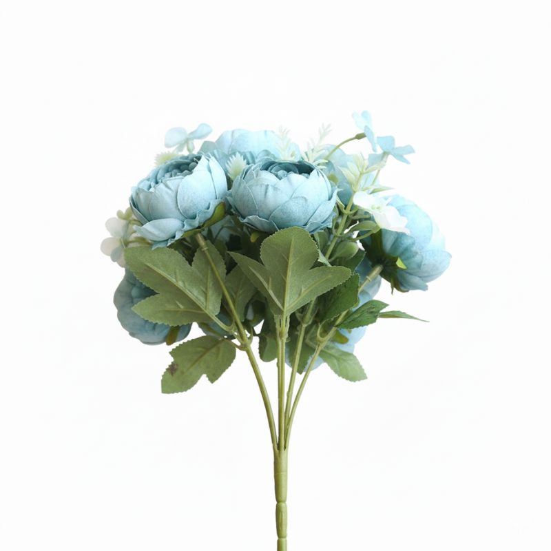 Fleur Artificielle Bleu Roses En Bouquet Texturé